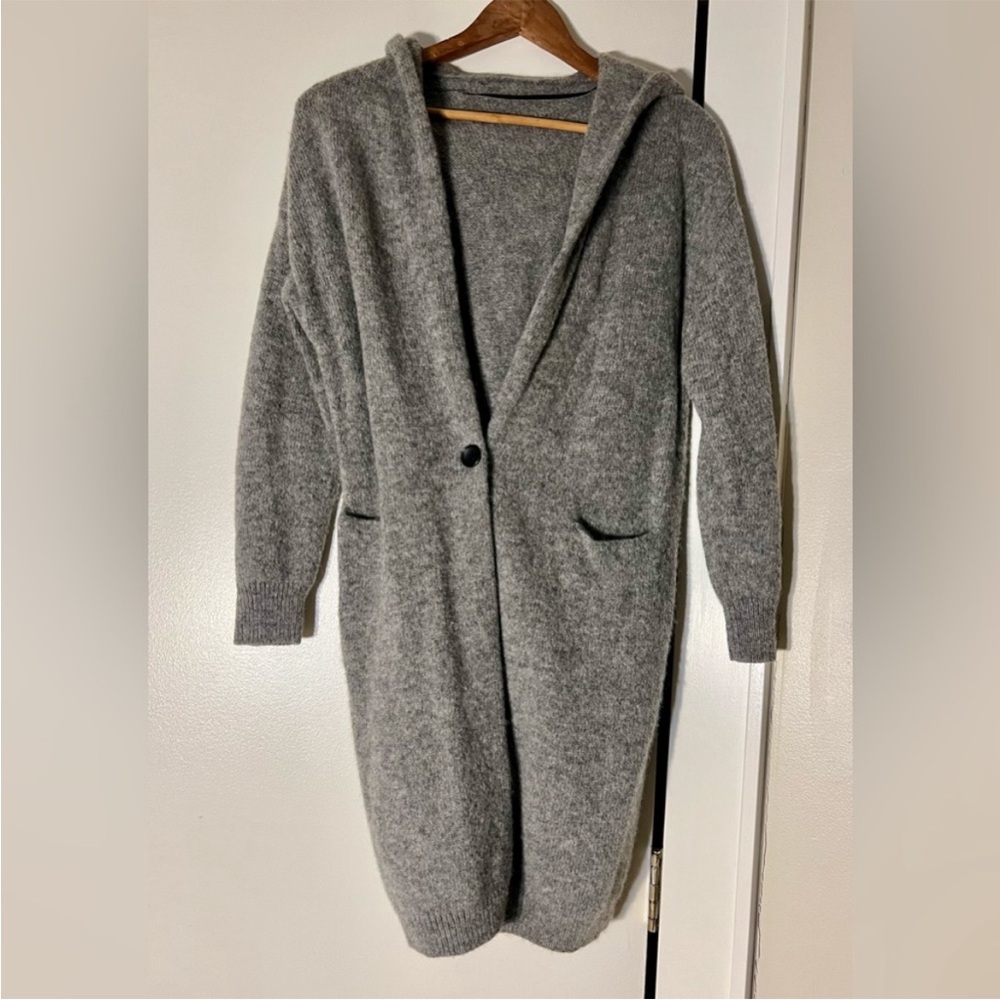 Uniqlo Gray wool Duster Cardigan Hoodie Size Small
